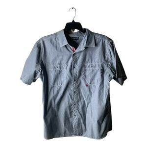 Sahara Club Shirt Men's Size Extra Large Gray Button Up Stitch Short Sleeves Top